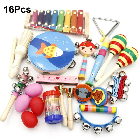 16Pcs Kids Toddler Musical Instruments Percussion Instruments Set Prechool Education Early Leaning Music Toys for