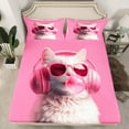 thumbnail image 2 of Manfei Cute Animal Cat 3pcs Twin Sheet Sets for Boys Girls,Cartoon Pet Twin Fitted Sheet,Music Theme Breathable Flat Sheet,Lightweight Room Decor, 2 of 7