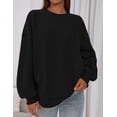 thumbnail image 4 of Sudadera PRETTYGARDEN Oversized Cuello Redondo de Forro Polar Negra Talla S, 4 of 6