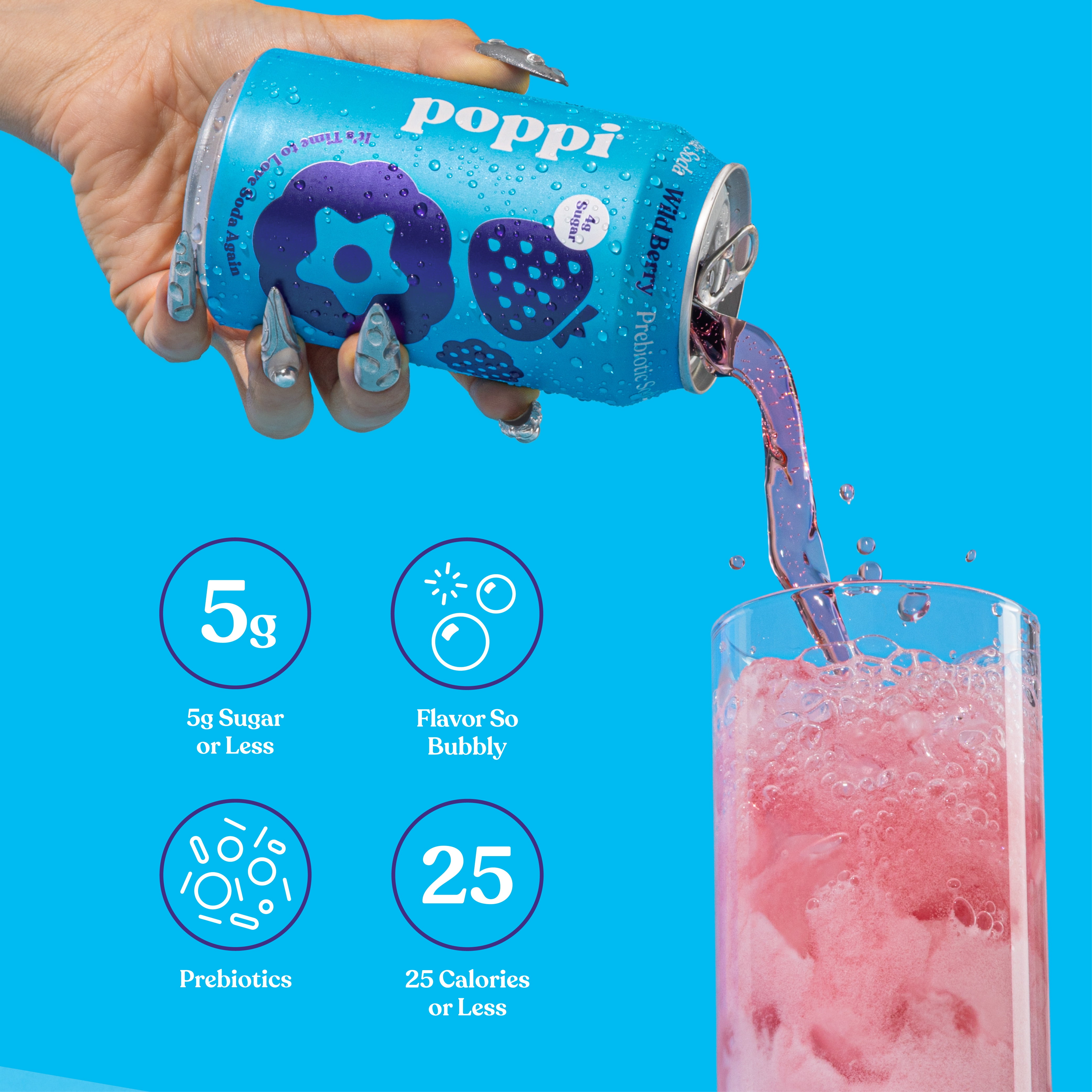 poppi Wild Berry Prebiotic Soda, 12 fl oz, 1 Pack India | Ubuy