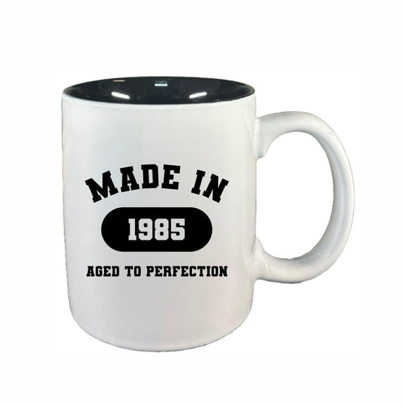 40th Birthday Gifts, Made In 1985 Aged to Perfection 11oz Ceramic Coffee Cup Teacup with Handle, Funny Bday Mugs