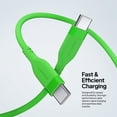 thumbnail image 3 of Powertek 6ft USB-C to USB-C Cable, Green, Neon Silicone, Fast Charging, Durable Charging Cord with Stable Data Transfer, 3 of 6