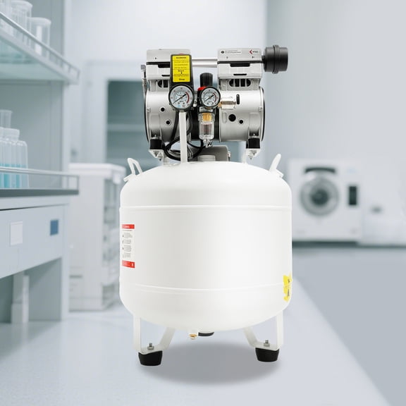 White Freestanding Powerful Air Compressor 750W Oil-Free Air Compressor for Experiments Dentistry Beauty Scientific Research