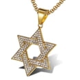 thumbnail image 6 of Hip Hop Ice Crystal Zirconia Star of David Hexagram 14K Yellow Gold Pendant Necklace for Men Trendy Amulet Israeli Jewish Jewelry Gift D226, 6 of 7