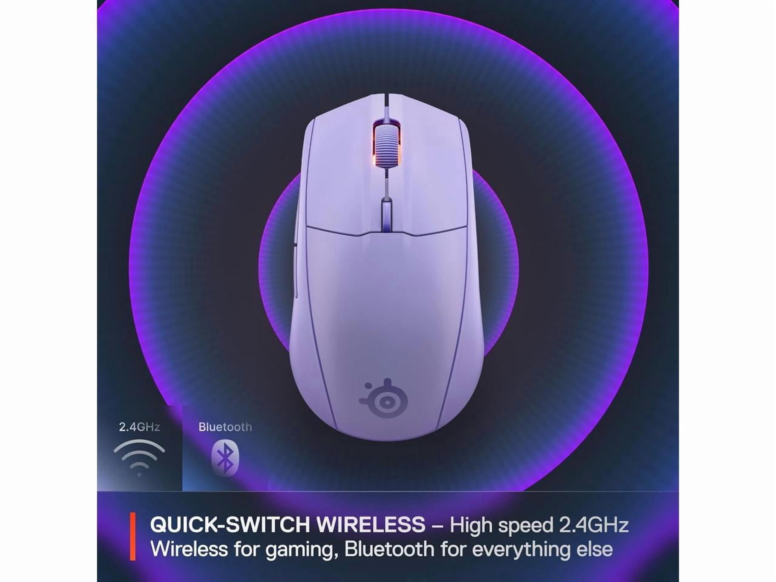 SteelSeries Rival 3 Wireless Gen 2 Gaming Mouse — 2.4GHz and Bluetooth — 18000 DPI TrueMove Air Optical Sensor — 60 Million Click Durability — Light-Weight — 100% PTFE Feet — Lavender