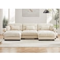 thumbnail image 3 of U Shape Modular Sectional Sofa Couch with Two Movable Ottomans, Modern 3 Seat Corner Sofa With Waist Pillows, Throw Pillows and Blostered Armrests, 3 of 4