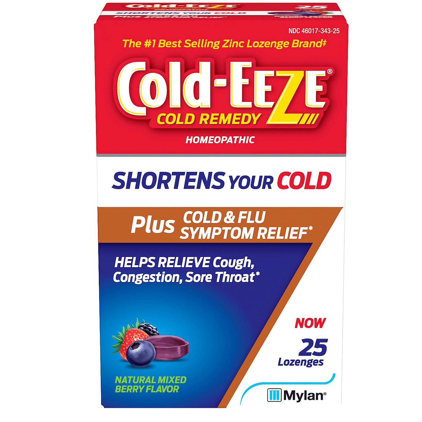 ColdEEZE Plus Cold & Flu Symptom Relief Zinc Lozenges, Natural Mixed