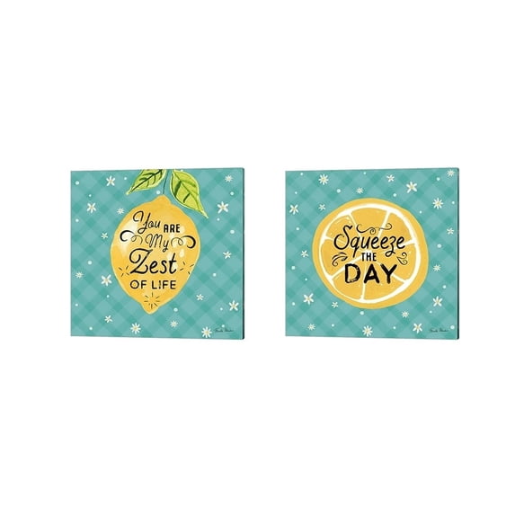 Metaverse Farida Zaman 'Mellow Yellow Turquoise' Canvas Art (Set of 2)