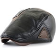 thumbnail image 1 of Sombrero de vendedor de periódicos para hombre, gorra plana clásica de cuero PU, sombrero de hiedra de taxista Gatsby, sombrero de pesca para conducir, caza, para padre y papá, 1 of 6