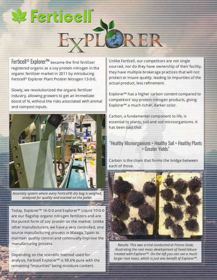 Ferticell Explorer 16-0-0 Organic Nitrogen Fertilizer 44 Pound Bag