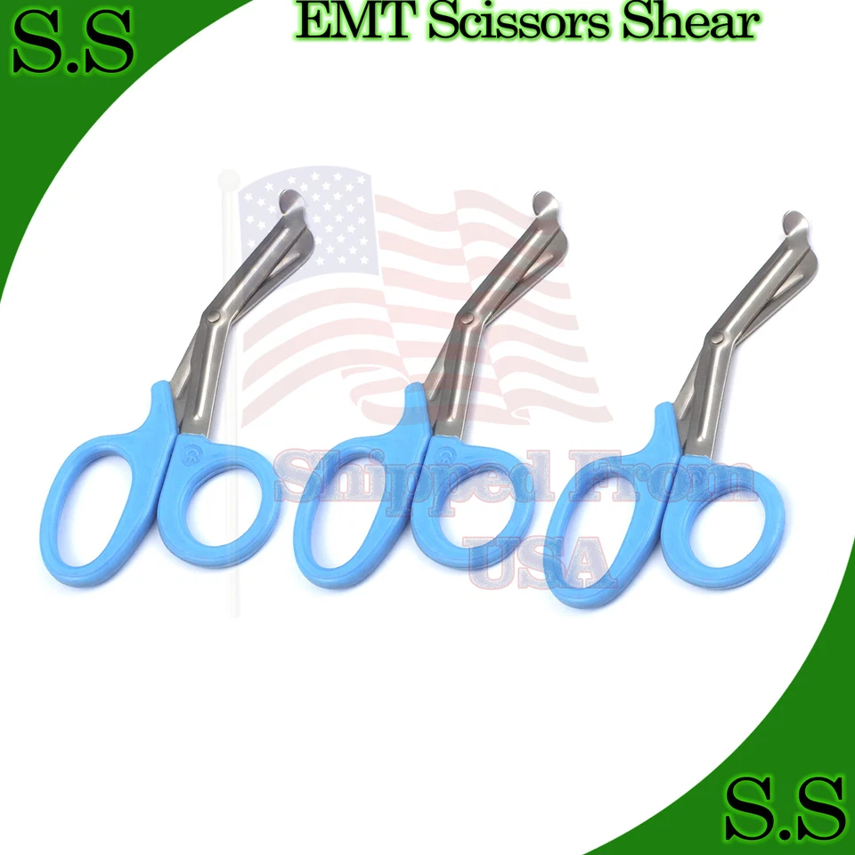 3 Emt Utility Scissors Shears 7.5" Sky Blue Colored