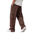 thumbnail image 3 of Gtoiithly Mens Solid Cargo Jogger Pants, Elastic Drawstring Waist Loose Wide Leg Sweatpants, Multi Pocket Casual Street Fashion Long Trousers Brown M, 3 of 8