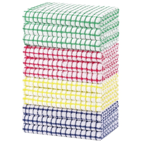 Godance 12 PCS 100% Cotton Kitchen Dishcloths 15 x 27 Inch - Absorbent, Quick Drying Dish Cloths, Reusable Cleaning Cloths for Washing Dishes, Scrubbing, Wash Cloths Dish Towels