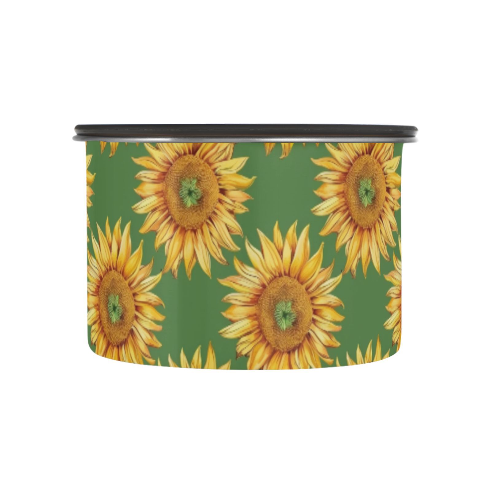 Sunflower Floral Airtight Coffee Bean Canister 30oz Food Storage Containers with Lids For Gournd, Tea, Sugar, Flour, Rice, Cereal, Candy Cookie Jar