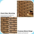 thumbnail image 4 of 4 Panel Room Dividers Foldable Privacy Screen Decorative Indoor Screen 6TF Wooden Office Dividers Partition Wall for Home, Office, Bedroom, Brick, 4 of 7