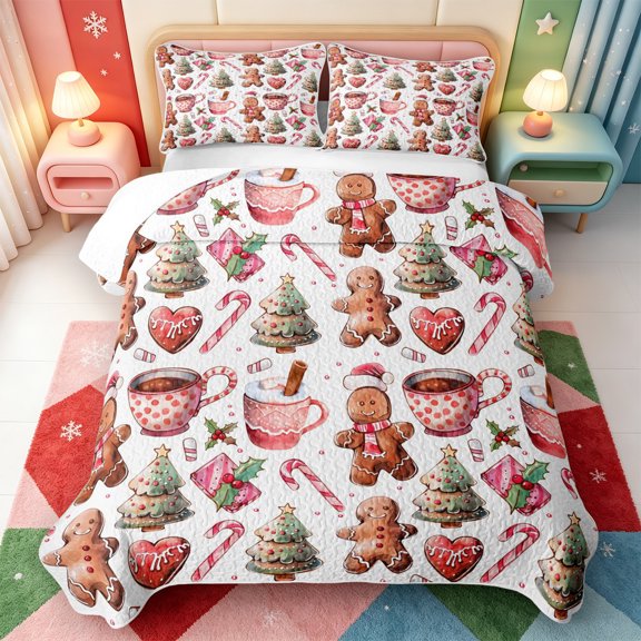 Manfei Cute Animals Quilt Full,Happy Christmas Full Bedspread Sets,3 Pieces,1 Coverlet and 2 Pillowcases
