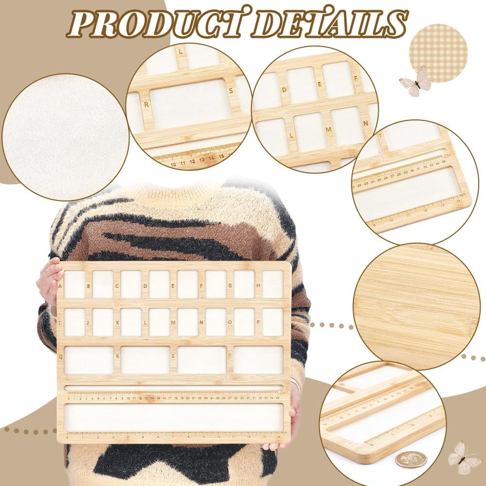 Rectangle Bamboo Bracelet Design Boards for Beaded Bracelet Necklace Jewelry Making BurlyWood 38.8x30.5x1cm