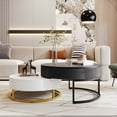 thumbnail image 4 of Homy Casa Tables Basses Gigognes Rondes Blanches et Noires avec 2 Tiroirs, 4 of 9