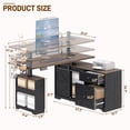 thumbnail image 2 of ANPOO Farmhouse Electric Standing Desk with Storage and Power Outlets, 55" Height Adjustable Computer Desk with Storage Drawers & Sliding Barn Door, L Shaped Standing Computer Desk for Home Office, 2 of 9