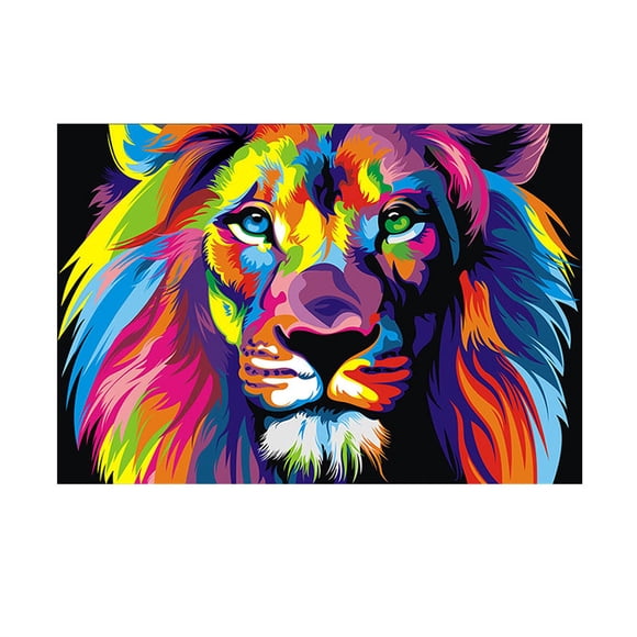 Amdohai Diamond Painting DIY 5D Colorful Lion Diamond Painting Cube Round Shape Full Drilled Diamond Paintings Kits Arts Craft for Room Wall Decoration