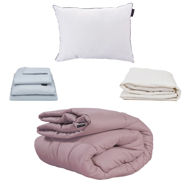 Edredon Homy Individual Lila + Sabanas Softy + Protector Ultra + Almohada One