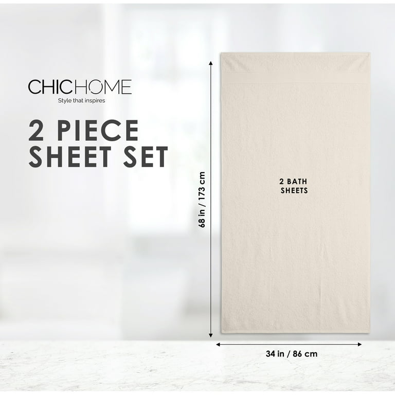 Chic Home Luxurious 2-Piece 100% Pure Turkish Cotton Bath Sheet Towels,  30x68, Woven