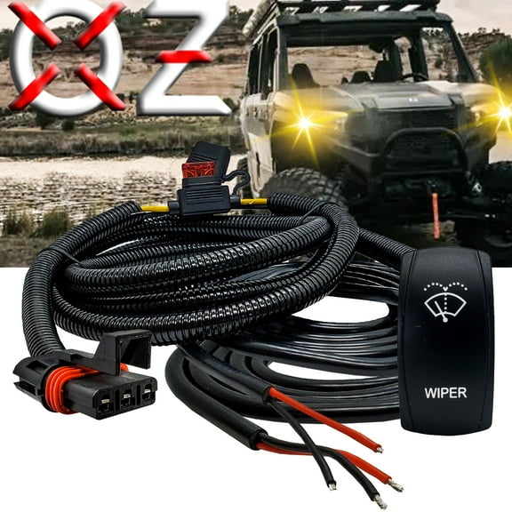 OZ-USA Windshield Wiper/Washer On/Off/On Power Bus Bar Plug Wire Harness Kit Compatible with Polaris Pulse Power Busbar RZR Pro Ranger Crew XP Trail S 2018-2024