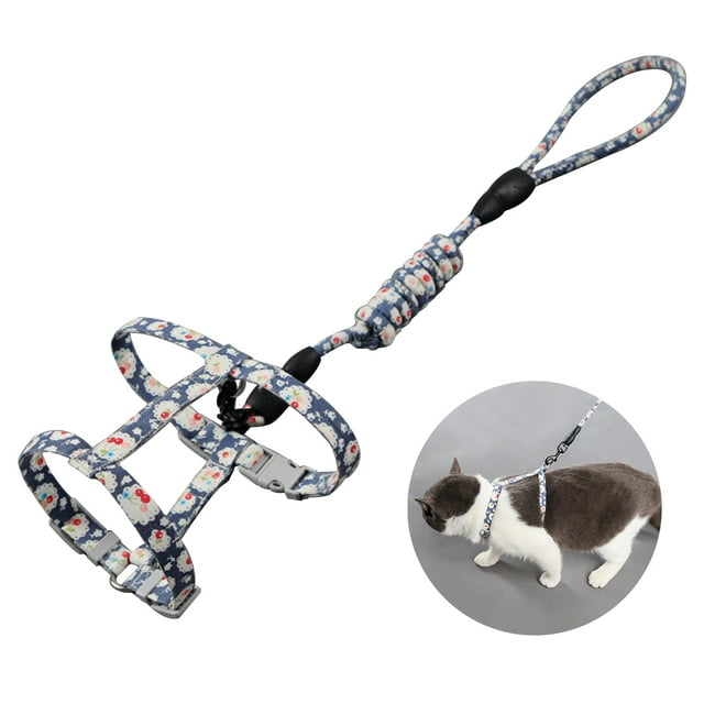 Laisse pour Chat Mode Ajustable Harnais pour Chat Anti-Évasion avec Laisse Fournitures pour Animaux