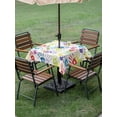 thumbnail image 4 of Outdoor Tablecloth with Umbrella Hole for Patio/Picnic/Party/Camping, Colorful Hand Print Waterproof Table Cloth Square Cover Washable, Cartoon Watercolor Cute Graffiti (60"x 60"), 4 of 8