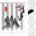 thumbnail image 2 of Japanese Shower Curtain, Ink Painting Shower Curtain, Red Sun Mountain Cherry Blossom Scenery Shower Curtain Set Waterproof Bath Curtain Bathroom Decor with 12 Hooks, 72x72 inches, 2 of 6