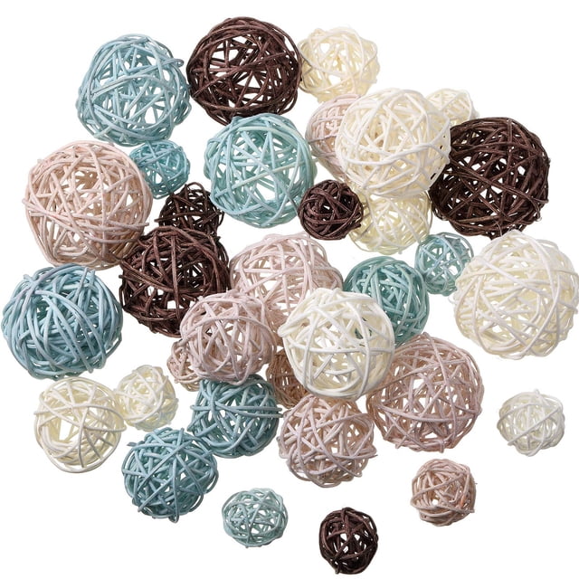 Bolas decorativas de mimbre y ratán, 36 unidades, para decoración de jarrones