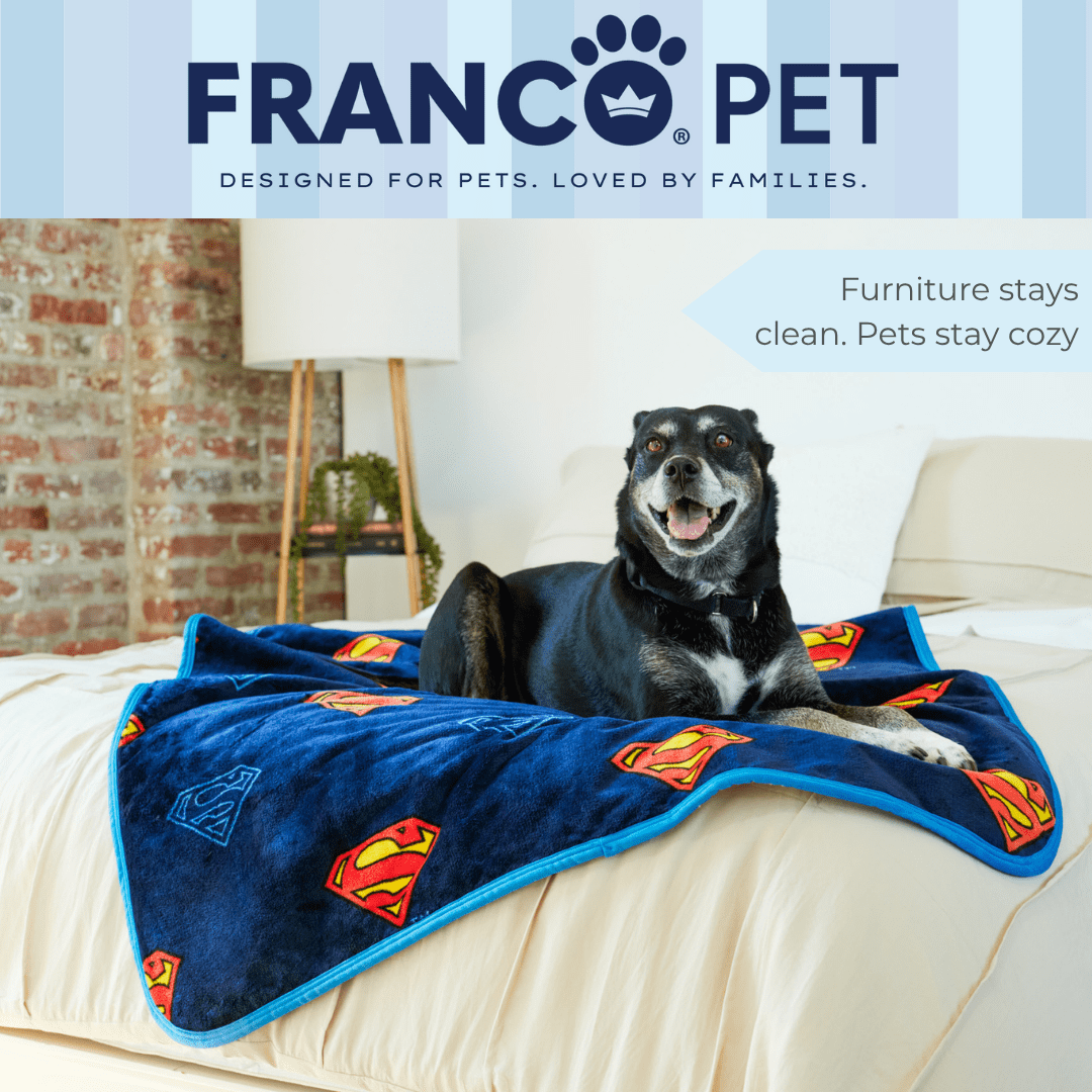 Superman Waterproof Fleece Sherpa Dog Pet Throw Blanket, 50x60 Large