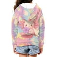 thumbnail image 4 of Chaqlin Tie Dye Flower Axolotl Youth Zip Up Hoodie Lightweight Long Sleeve with Pockets Casual Athletic Outerwear Teens Size 13-14, 4 of 7