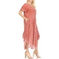 thumbnail image 4 of Sakkas Lila Freckled Dyed Cap Sleeve Scoopneck Long Caftan Dress / Cover Up - Mauve - One Size, 4 of 5