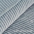 thumbnail image 5 of EVERGRACE Velvet Quilt Set King Size, Luxurious Soft Quilted Bedding Sets, Lightweight Velvet Comforter for All Season, Striped Channel Bedspread Coverlet with 2 Shams, 104" x 92", Blue Linen, 5 of 8
