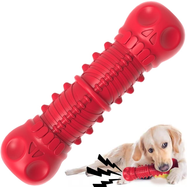 Dog Squeaky Toys ZIKATON para masticadores agresivos, color rojo grande