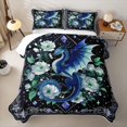 thumbnail image 2 of Feelyou Diamond Dragon Twin Quilt Set for Men Boys, Floral Flower Animal Twin Coverlet Set, Blue, 2 Pieces, 2 of 7