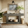 thumbnail image 3 of Tribesigns Table Console Longue à 2 Niveaux, Table d'Entrée en Bois de 63 Pouces Table de Sofa avec Rangement, Salon, Couloir, Gris, 3 of 7