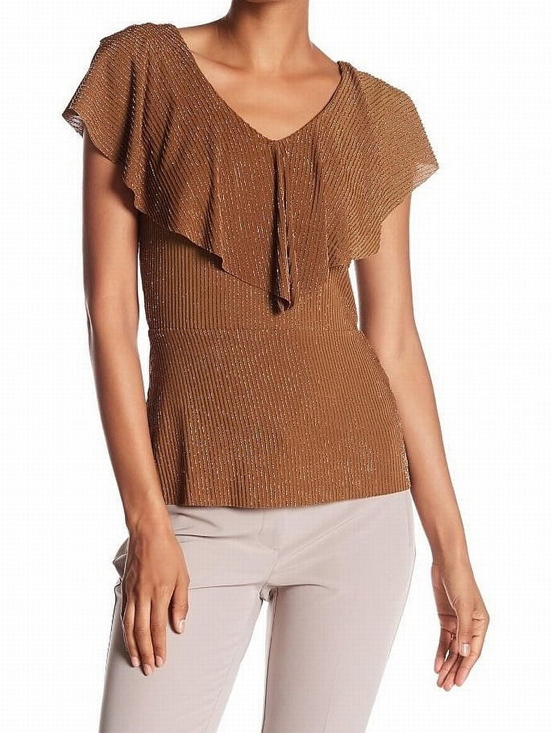 Adrianna Papell Adrianna Papell NEW Gold Womens Size Small S Ruffle