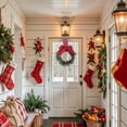 thumbnail image 5 of Small Christmas Kitchen Cabinet Wreaths with Ribbon, 8.66 Inch Mini Wreath with Red Ribbon Bow & Berry, Small Kitchen Window Door Decor, Xmas Holiday Cabinet Hanging Ornament, 5 of 6