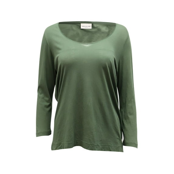Pre-Owned Dries Van Noten Long Sleeve Top in Green Cotton