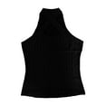 thumbnail image 5 of Adeawade Womens Tops Sleeveless Solid Color Crop T Shirts Criss Cross Halter Neck Classic Tee Daily Wear Xs Black, 5 of 5