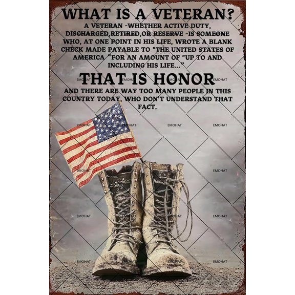 Veteran Metal Tin Sign Memorial Day Soldier Vintage Garage Office Yard Wall Decor 12x8 Inch