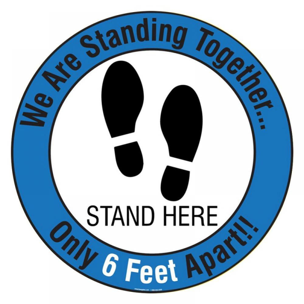 10Pcs PLEASE STAND HERE SOCIAL DISTANCING SIGNAGE Floor Sticker Decal Safety 
