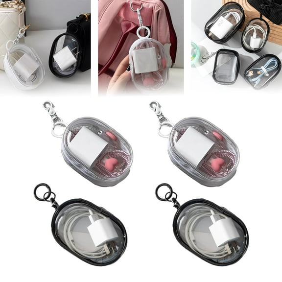 Mobile Phone Charger Organizer Bag, Waterproof Portable Storage Bag, Mini Clear Hard Shell Zipper Case, Charging Cable Storage Bag, Space-Saving Travel Accessories (4pcs Mix)