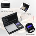 thumbnail image 2 of 2 Pieces Digital Pocket Scale 500 g/ 0.01 g Digital Portable Gram Scale Cooking Scale Modes Conversion with Battery Multifunction Scale LED Display Mini Electronic Scale for Jewelry Herb Food, 2 of 7