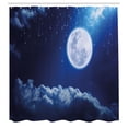thumbnail image 3 of Ambesonne Moon Shower Curtain, Full Moon Falling Stars, 69"Wx70"L, Indigo Blue White, 3 of 5