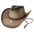 thumbnail image 4 of SGMVNU Straw Cowgirl Hat for Women Western Cowboy Sun Hats for Men Shapeable Wide Brim Beach Sun Hats Classic Cattleman Style, One Size, Khaki 1, 4 of 6