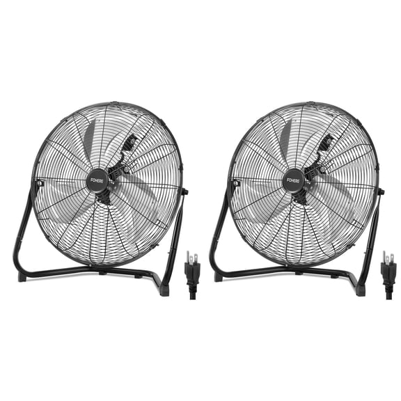 FOHERE 2PCS 20" High Velocity Floor Fan, Heavy Duty Metal Cooling Fans with 3 Speeds, 360° Tilt Head, Etl Safety Listed, for Industrial, Commercial Space, Garage, Gym, Warehouse, Shop