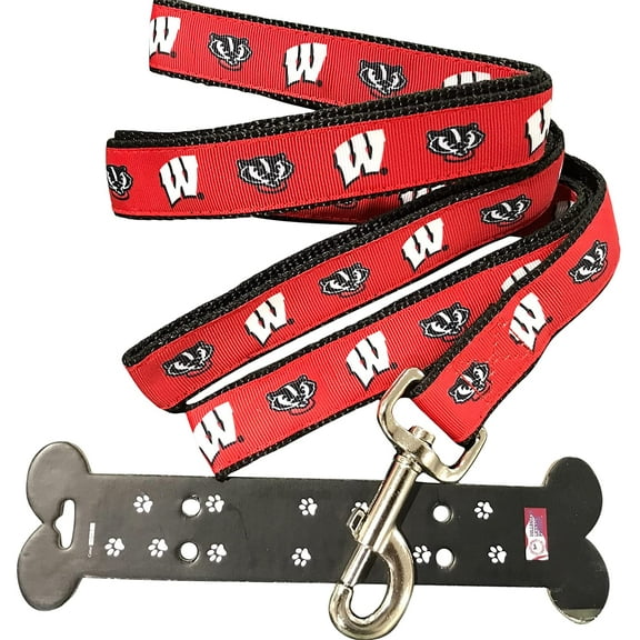 Brand New Wisconsin Pet Dog Leash(Small), 5/8 inch Wide, 6 Feet Long, Officially Licensed, Official Badgers Logo/Red Color